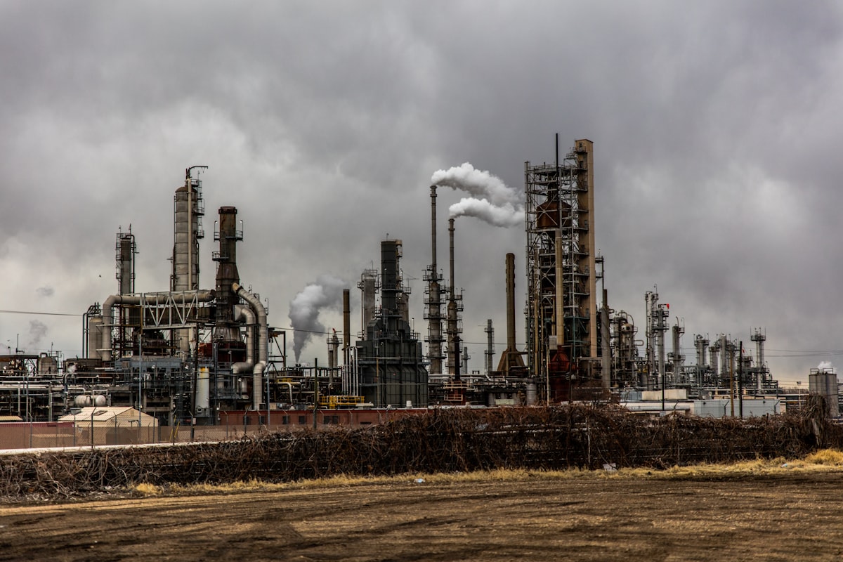 Processing towers and stacks at an oil and gas facility